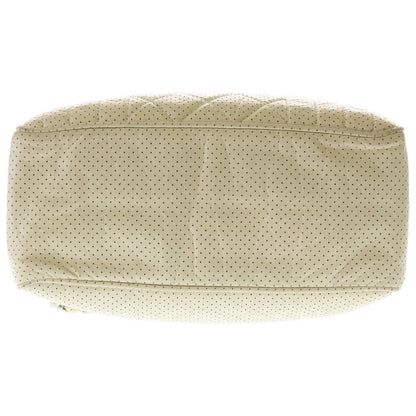 Chanel CC Logo Perforated Leather Shoulder Bag Ivory White Lambskin Silver — view 4