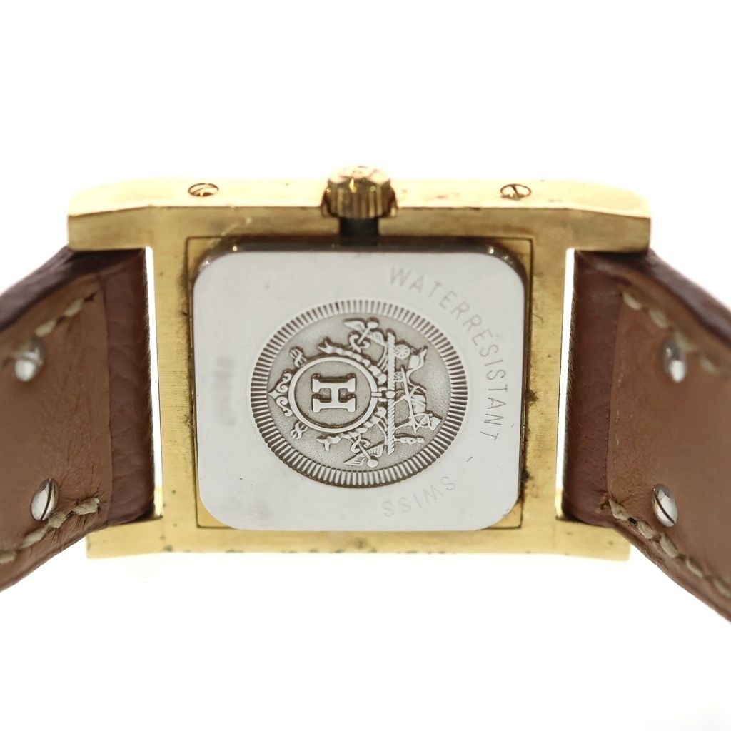 Hermes Vintage Medallion Quartz Leather Watch Gold Brown — view 5