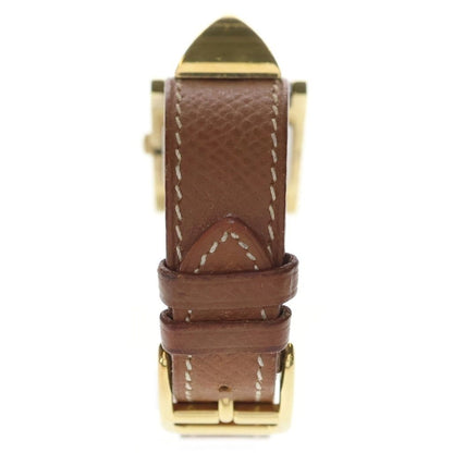 Hermes Vintage Medallion Quartz Leather Watch Gold Brown — view 2