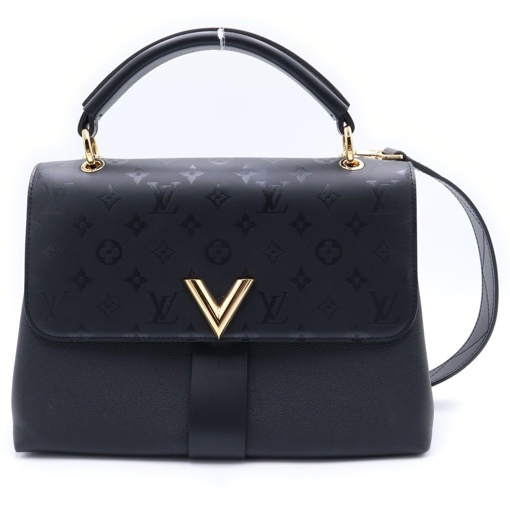 Louis Vuitton Monogram Shadow Veri 2-Way Shoulder Bag Black Leather Gold