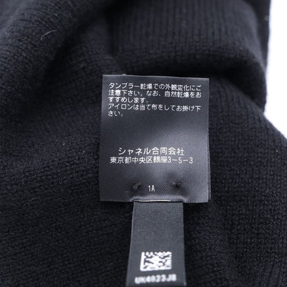 Chanel CC Logo Camellia Cashmere Knit Cap Beanie Hat Black — view 8