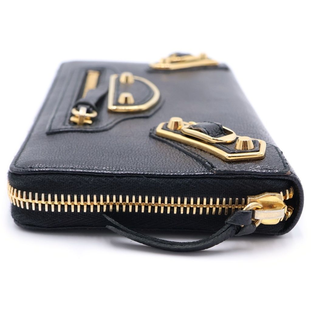 Balenciaga Classic Continental Leather Round Zip Wallet Black — view 3