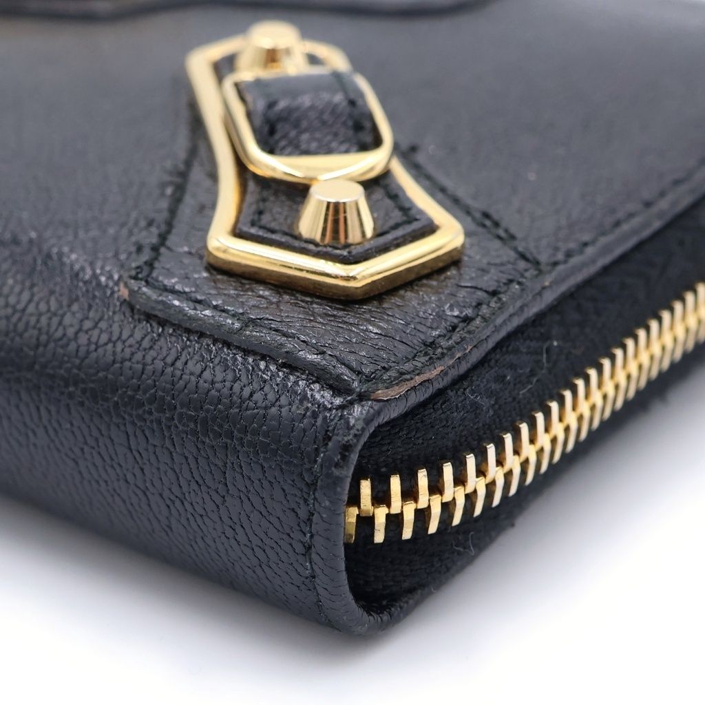 Balenciaga Classic Continental Leather Round Zip Wallet Black — view 5