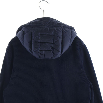 Moncler Cut Replacement Knit Down Jacket Black Navy Nylon — view 4