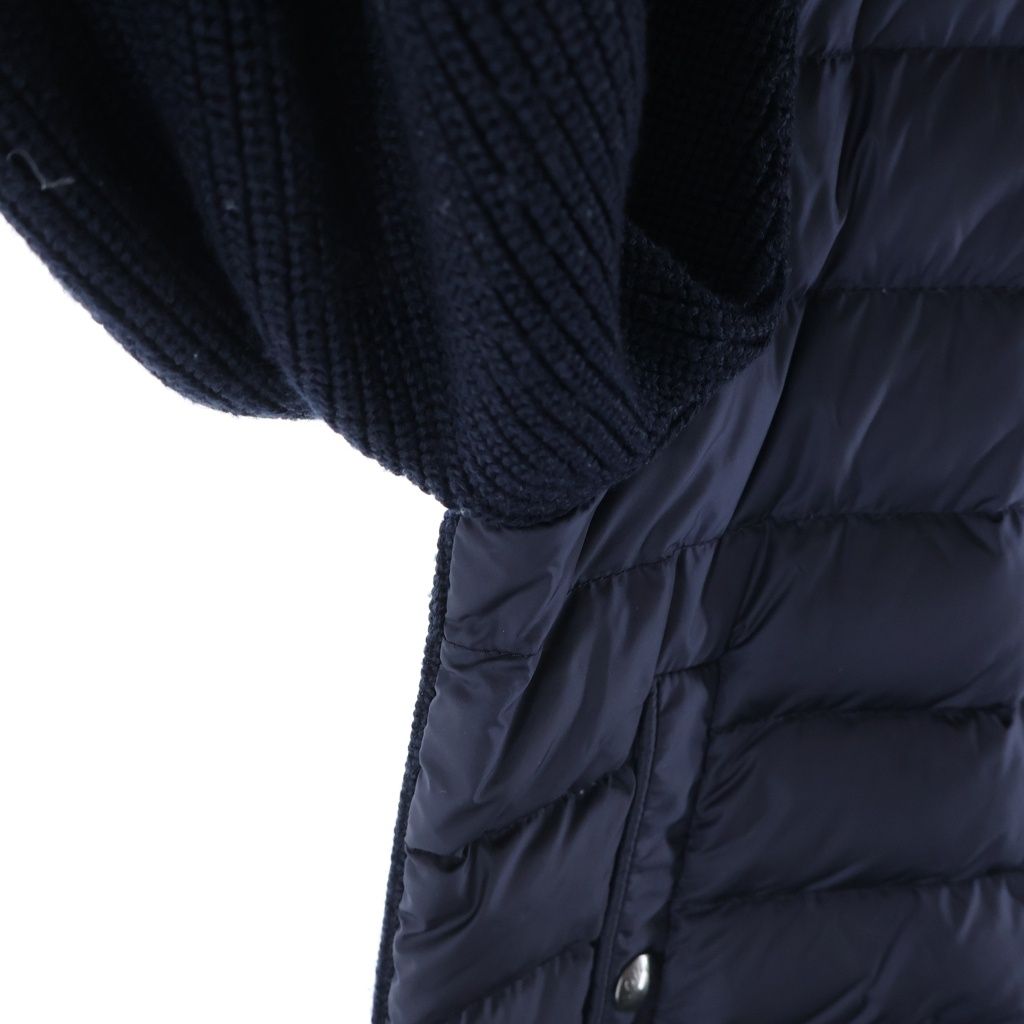 Moncler Cut Replacement Knit Down Jacket Black Navy Nylon — view 6