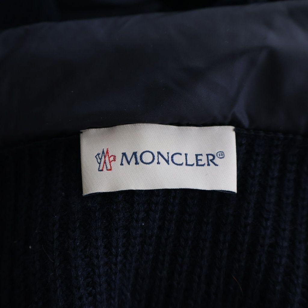 Moncler Cut Replacement Knit Down Jacket Black Navy Nylon — view 7