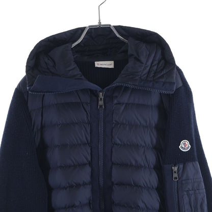 Moncler Cut Replacement Knit Down Jacket Black Navy Nylon — view 3