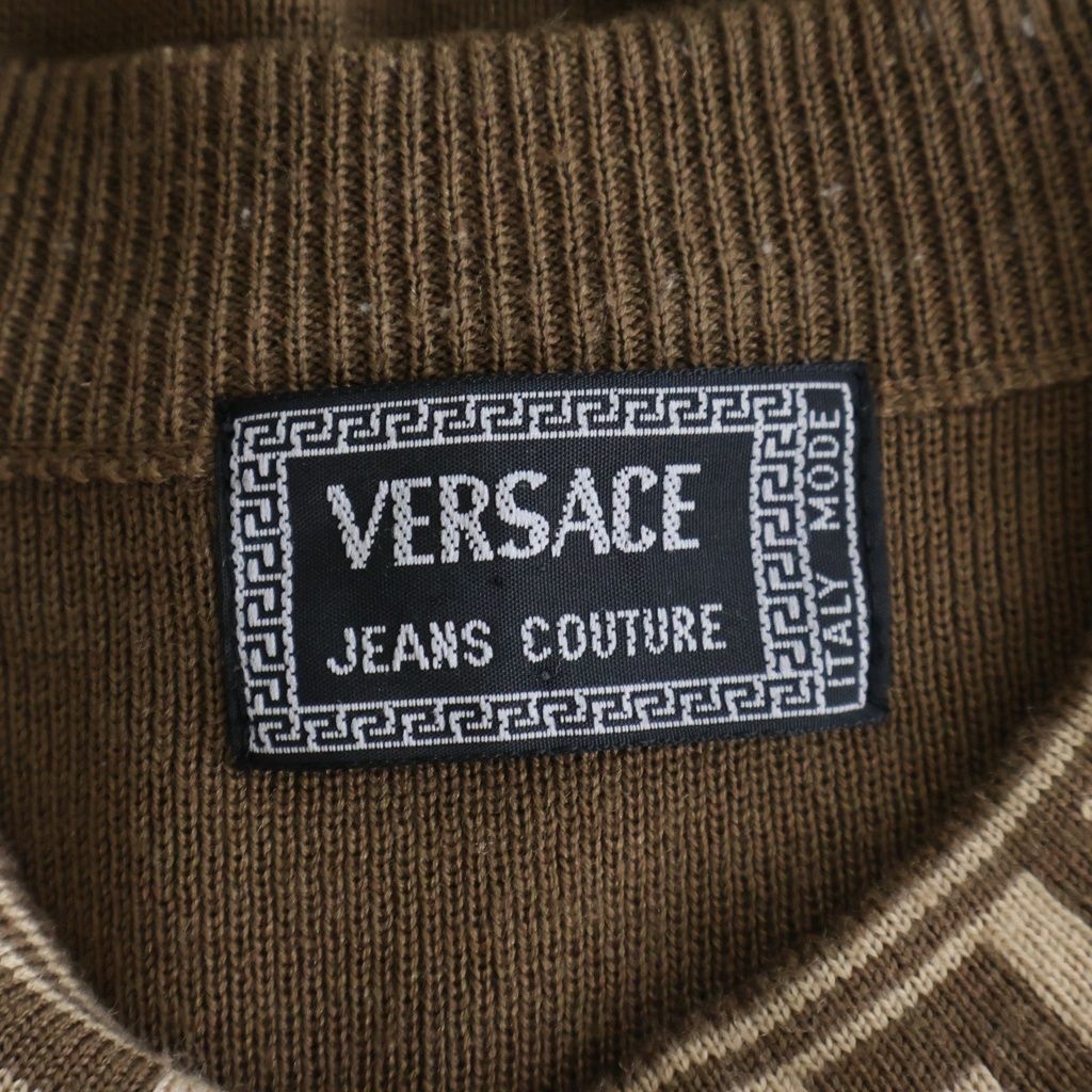 Versace Jeans Couture Medusa Logo Embroidery Grecane Neck Pullover Knit Sweater — view 7
