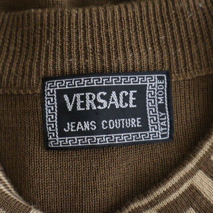 Versace Jeans Couture Medusa Logo Embroidery Grecane Neck Pullover Knit Sweater — view 7
