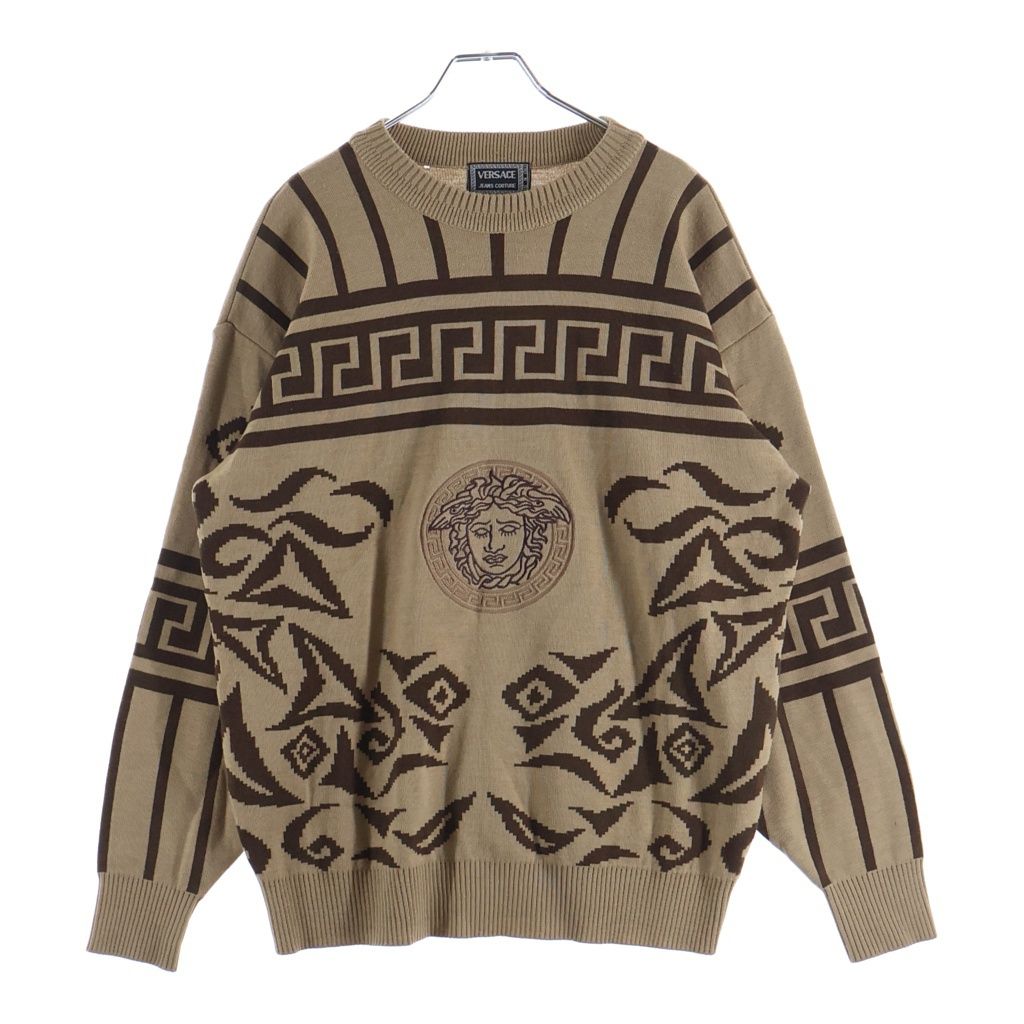 Versace Jeans Couture Medusa Logo Embroidery Baroque Pattern Pullover Knit
