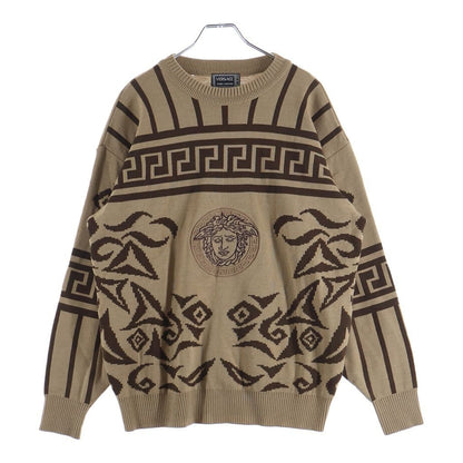 Versace Jeans Couture Medusa Logo Embroidery Baroque Pattern Pullover Knit