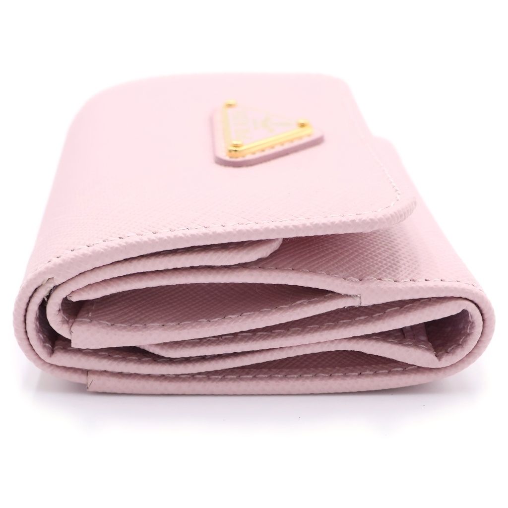 Prada Lip Pattern Trifold Wallet Araba Star Pink Saffiano — view 3
