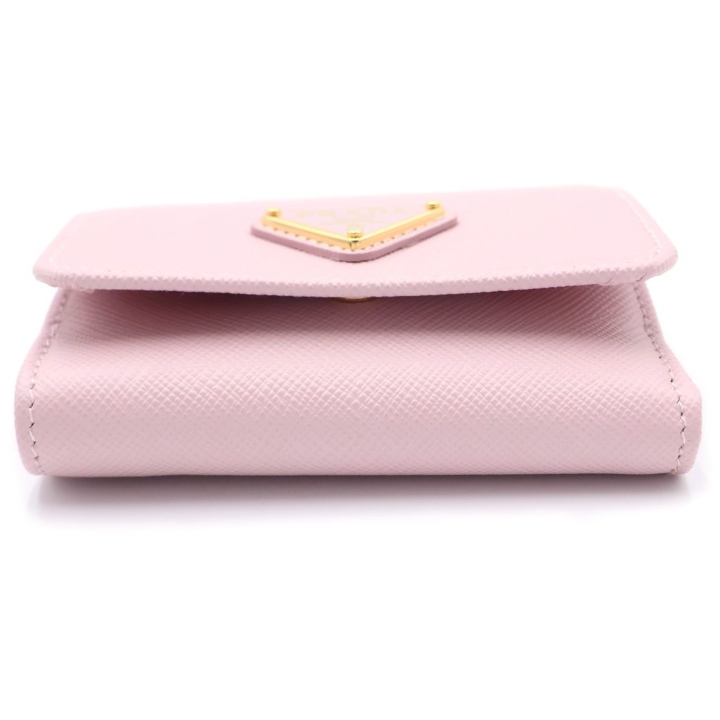 Prada Lip Pattern Trifold Wallet Araba Star Pink Saffiano — view 5