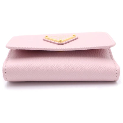 Prada Lip Pattern Trifold Wallet Araba Star Pink Saffiano — view 5