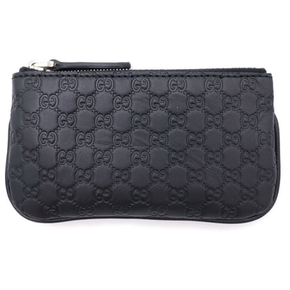 Gucci Micro Guccissima Coin Case Black Leather Silver