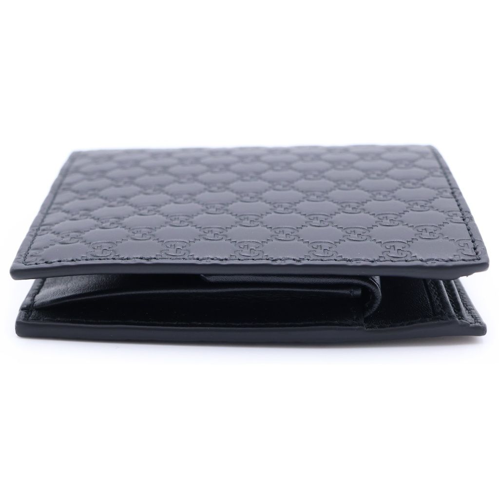 Gucci Guccissima Bifold Wallet Compact Card Case Black Leather — view 3
