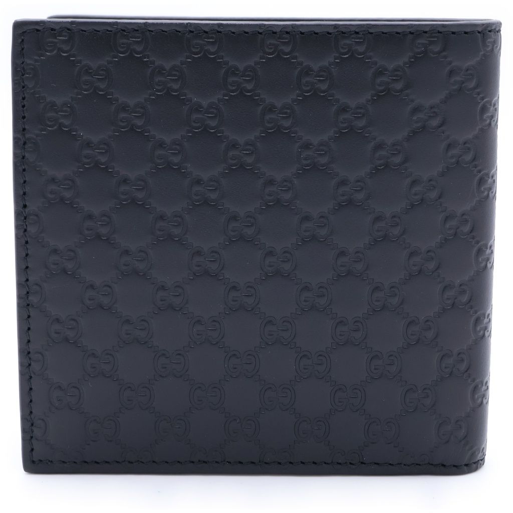 Gucci Guccissima Bifold Wallet Compact Card Case Black Leather — view 2