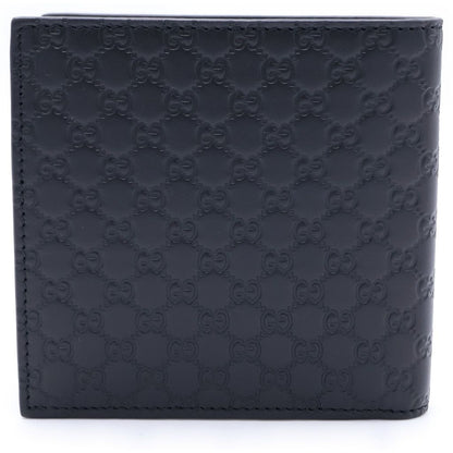 Gucci Guccissima Bifold Wallet Compact Card Case Black Leather — view 2