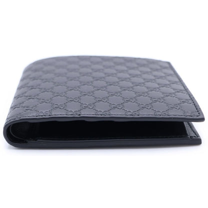 Gucci Guccissima Bifold Wallet Compact Card Case Black Leather — view 4