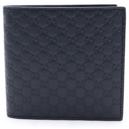 Gucci Guccissima Bifold Wallet Compact Card Case Black Leather