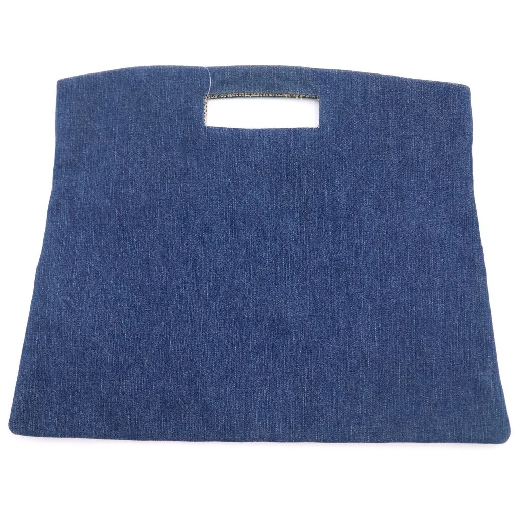 Chanel Quilted Denim Handbag Clutch Second Indigo