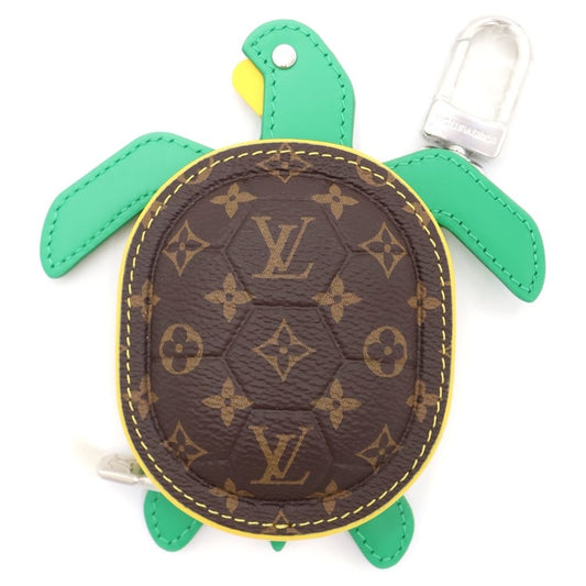 Louis Vuitton Key Holder LV Turtle Charm Pouch Case Key Brown Green Leather