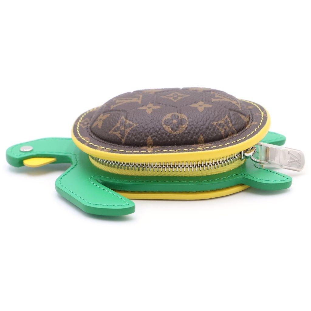 Louis Vuitton Key Holder LV Turtle Charm Pouch Case Key Brown Green Leather — view 4