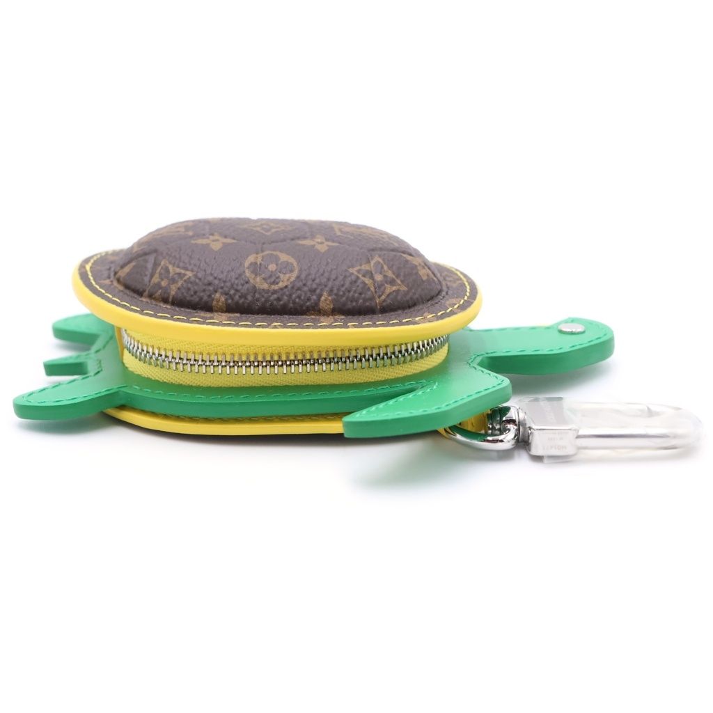 Louis Vuitton Key Holder LV Turtle Charm Pouch Case Key Brown Green Leather — view 3