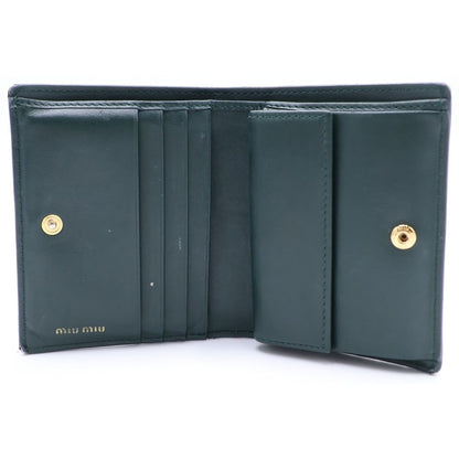 Miu Miu Mini Wallet Compact Bifold Card Case Logo Plate Green Embossed Croco — view 4