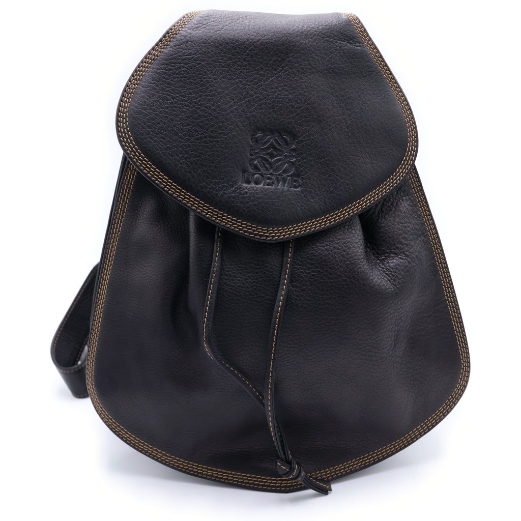 Loewe Anagram Leather Backpack Black Gold