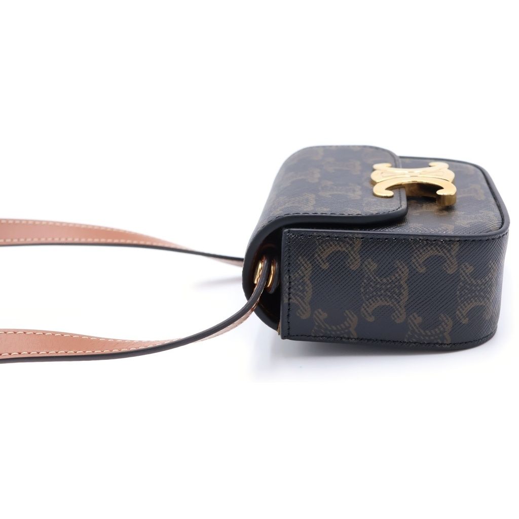 Celine Mini Claude Trio Mini Shoulder Bag Black Brown Leather Gold — view 3
