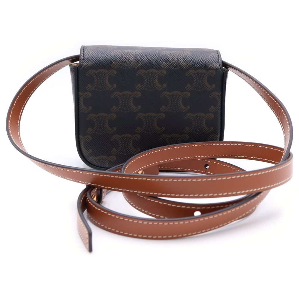 Celine Mini Claude Trio Mini Shoulder Bag Black Brown Leather Gold — view 2