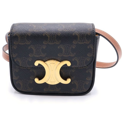 Celine Mini Claude Trio Mini Shoulder Bag Black Brown Leather Gold