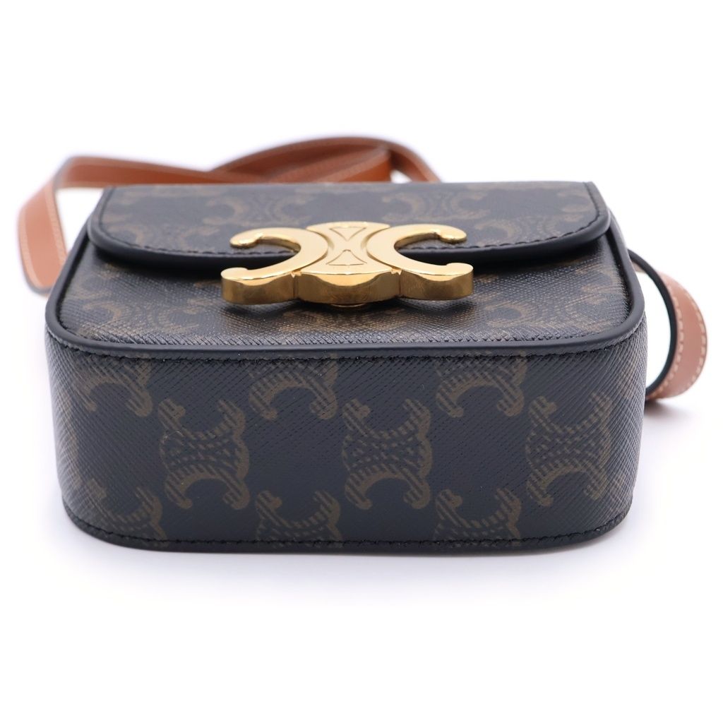 Celine Mini Claude Trio Mini Shoulder Bag Black Brown Leather Gold — view 4