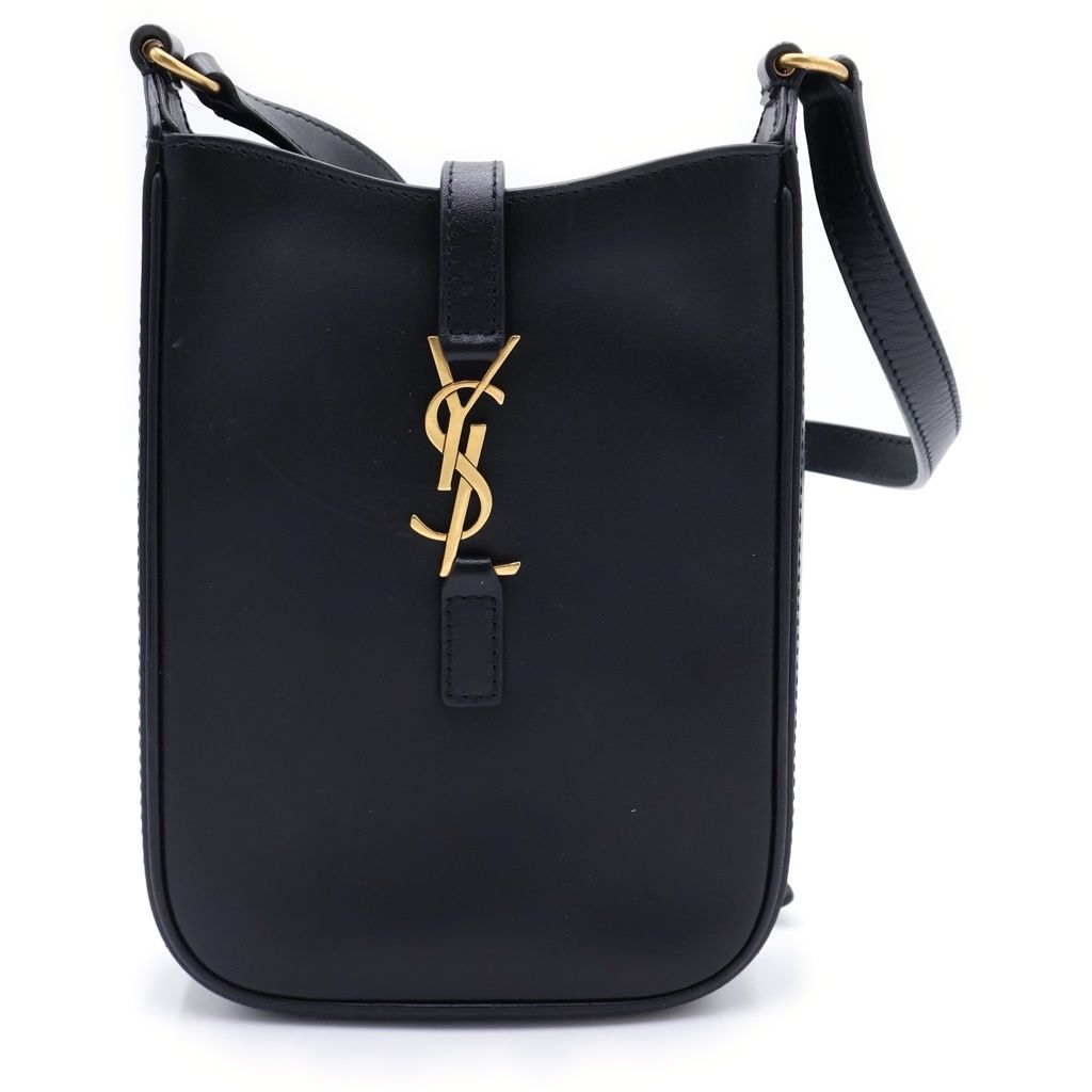 Saint Laurent Paris Mini Shoulder Bag Black Calfskin Gold