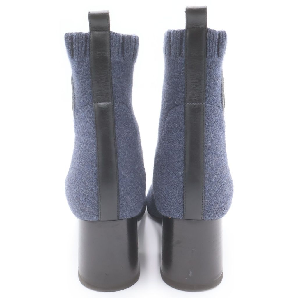 Hermes Volvert Exlibris Heels Knit Short Boots Shoes Navy Box — view 3