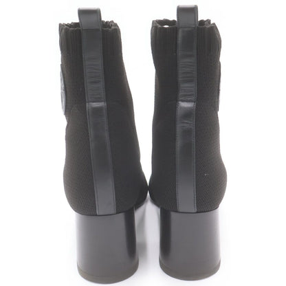 Hermes Volvert Exlibris Heels Knit Leather Short Boots Shoes Black Box — view 3