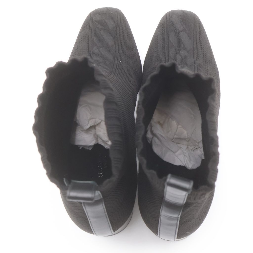 Hermes Volvert Exlibris Heels Knit Leather Short Boots Shoes Black Box — view 4