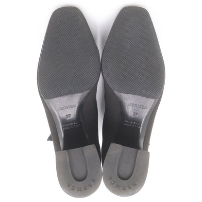 Hermes Volvert Exlibris Heels Knit Leather Short Boots Shoes Black Box — view 5