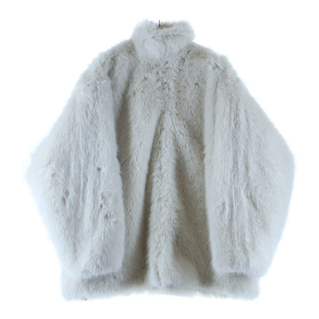 Balenciaga Extended BB Zip Up Fur Jacket White