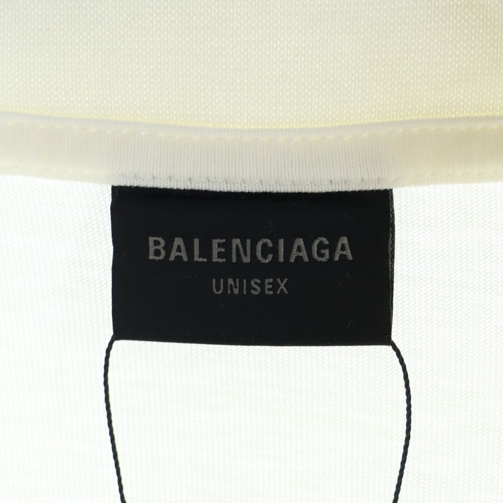 Balenciaga Carre Logo Print Mock Neck Short Sleeve T-Shirt White — view 6