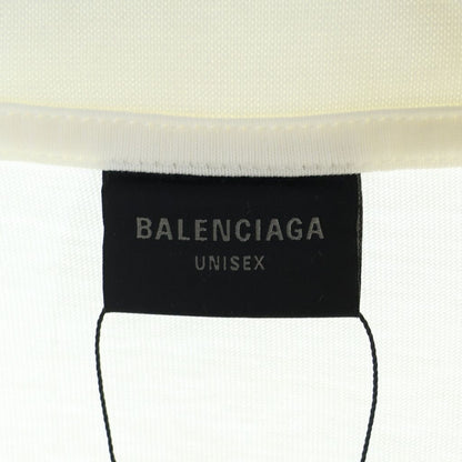 Balenciaga Carre Logo Print Mock Neck Short Sleeve T-Shirt White — view 6