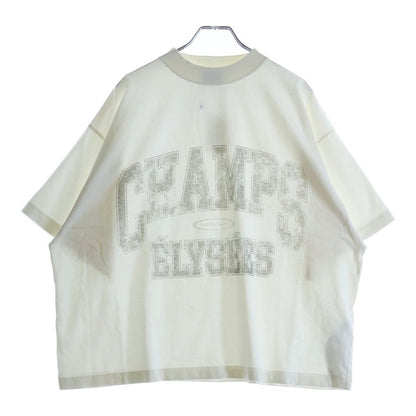 Balenciaga Carre Logo Print Mock Neck Short Sleeve T-Shirt White
