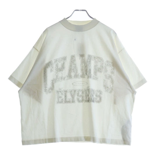 Balenciaga Carre Logo Print Mock Neck Short Sleeve T-Shirt White