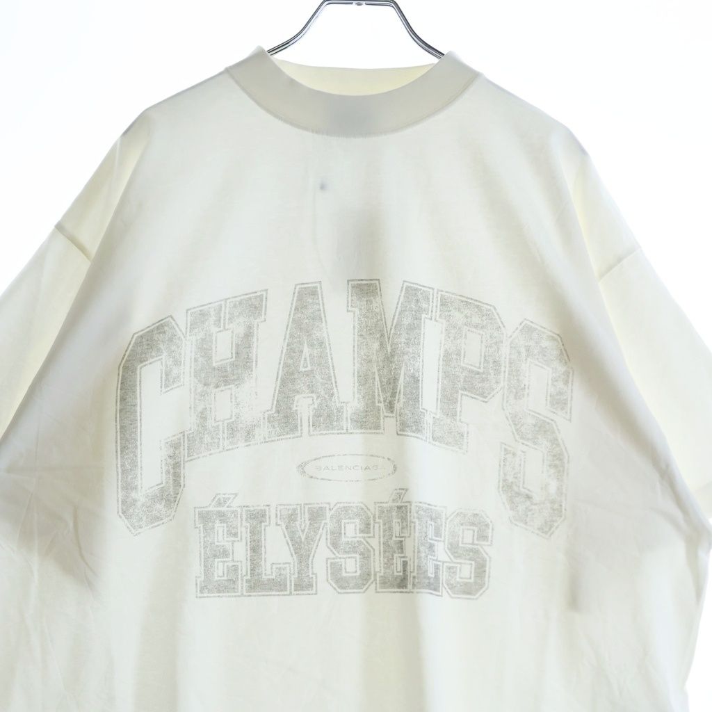 Balenciaga Carre Logo Print Mock Neck Short Sleeve T-Shirt White — view 3