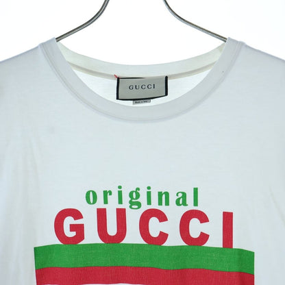 Gucci Oversize Front Print Crew Neck Short Sleeve T-Shirt Short Top White — view 3