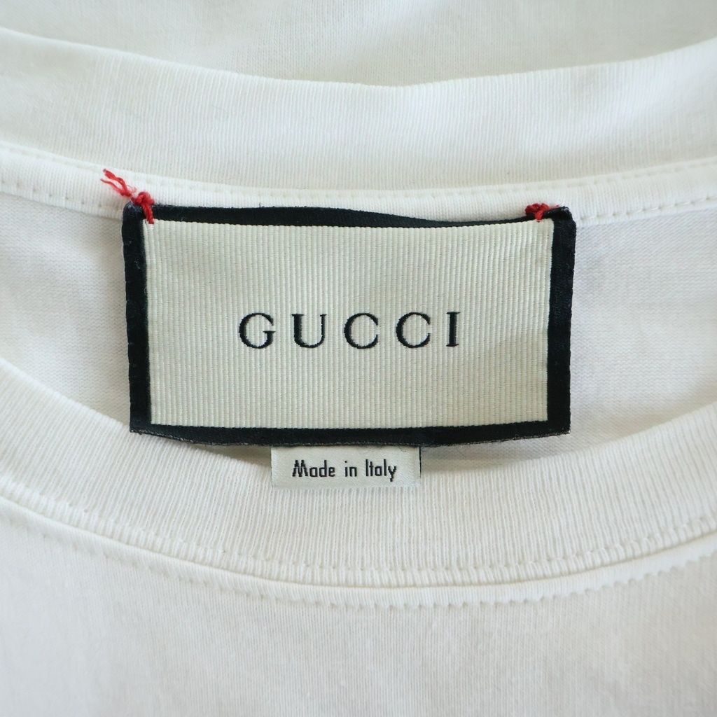 Gucci Oversize Front Print Crew Neck Short Sleeve T-Shirt Short Top White — view 7