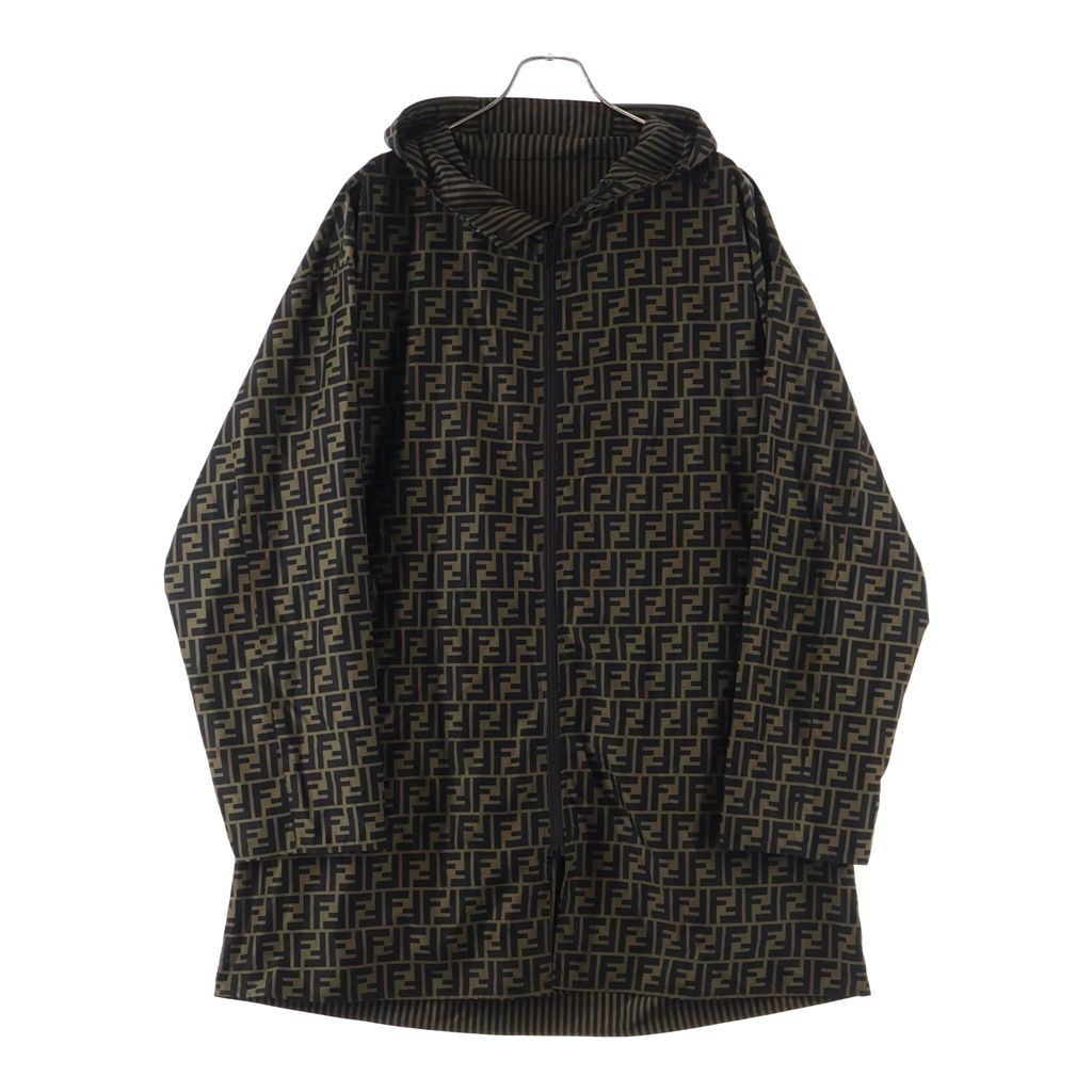 Fendi Zucca Pattern Jacket Hooded Black Brown
