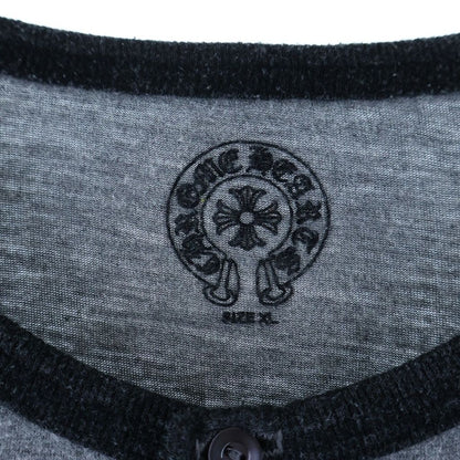 Chrome Hearts Henry L S T-Shirt Vine Daga Print Henley Neck 3/4 Sleeve Gray — view 7