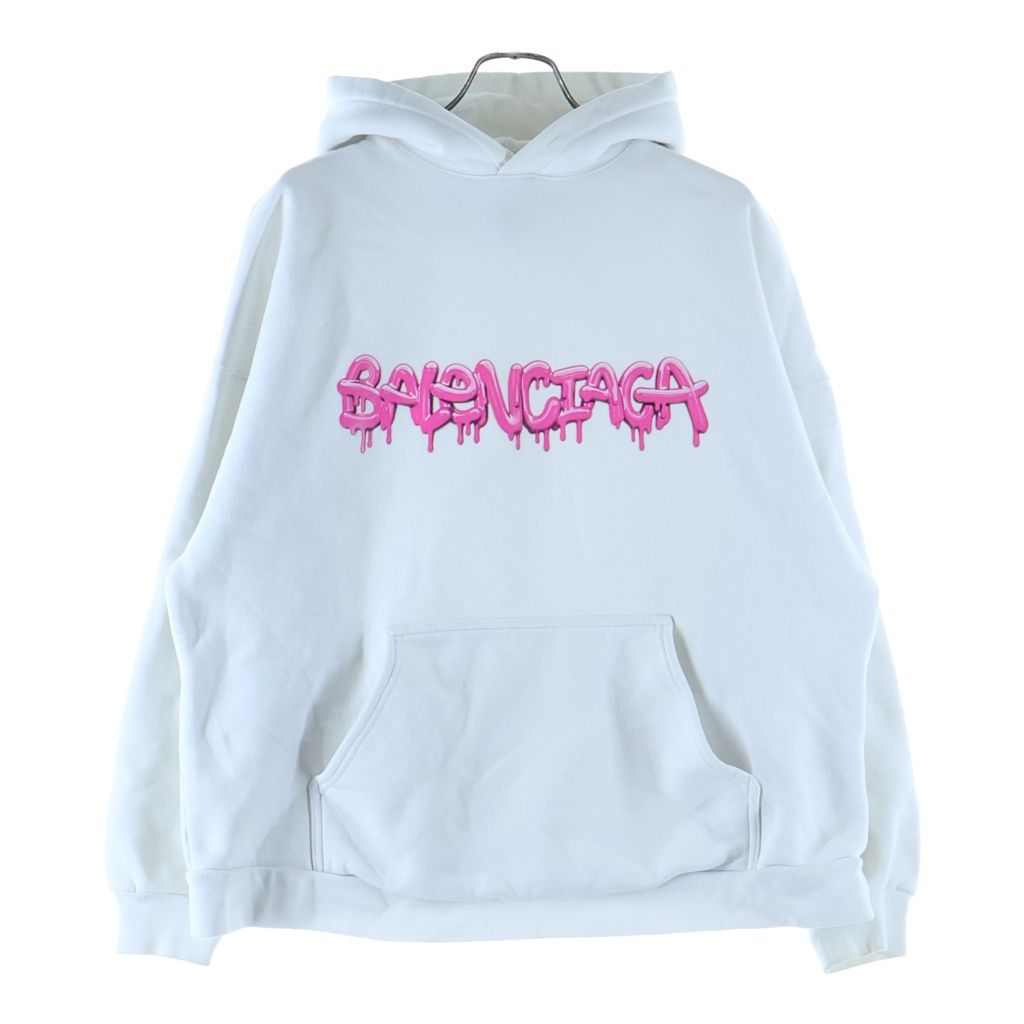 Balenciaga Slime Paint Logo Hoodie Pullover Sweatshirt White